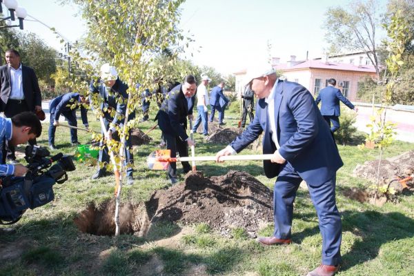 Премьер-Министр мен облыс әкімі Түркістандағы аллеяда ағаш отырғызды